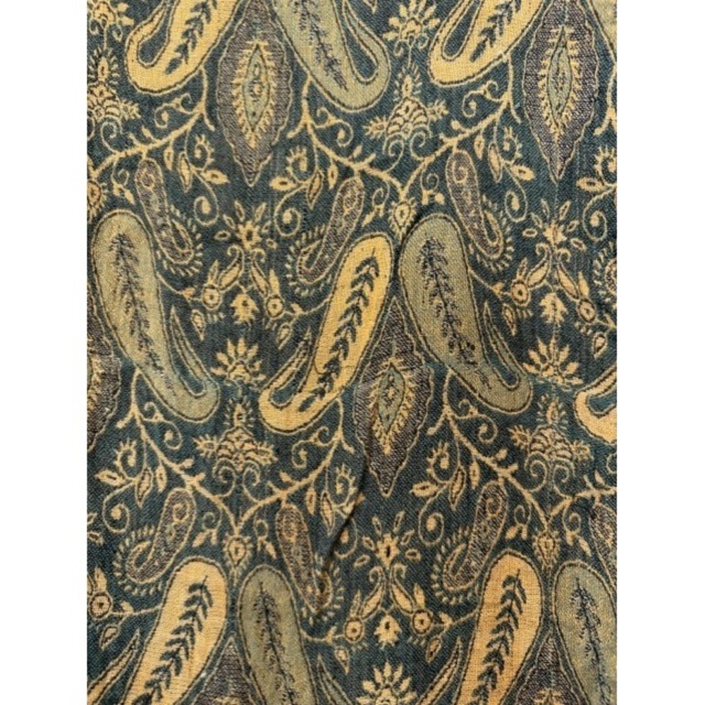 Womens Green Gold Paisley Scarf 100% Viscose Fringe Boho Shawl Wrap Pashmina